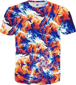 T-shirt décontracté d'été pour homme sans col, tricoté, imprimé par sublimation 3D équation mathématique, dégradé arc-en-ciel, manches courtes, anti-plis - Product Image 5