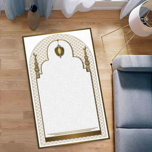 Tapis de prière doré, tapis de culte, tapis de prière musulman pour la maison, tapis imprimé, tapis à poils doux - Product Image 5