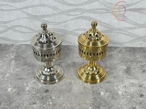 Ensemble de 2 brûleurs à encens en laiton de luxe traditionnels arabes Bakhoor Cadeau religieux islamique pour la décoration de la maison - Product Image 5