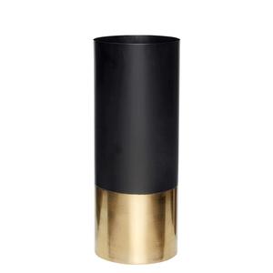 Vase cylindrique contemporain bicolore noir mat et or, écologique et luxueux, pour la décoration de la maison moderne, du bureau et des centres de table de mariage - Product Image 2
