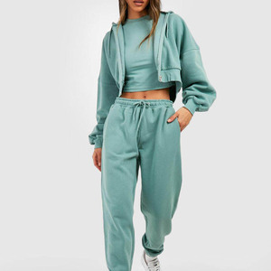 2023 conjunto de pantalones de chándal y Sudadera con capucha chándal mujer 3 piezas pantalones jogging Jogger conjunto mujeres personalizado jogging Jogger trajes para mujeres - Product Image 1