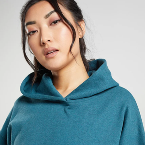 Sweat à capuche pour femme, coupe courte, épaules tombantes, fermeture éclair, style délavé à l'acide, décontracté, ample, tendance, hiver, 100% - Product Image 4