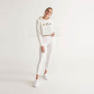 Jersey delantero de lona con forro ligero personalizado de alta calidad, Top corto informal de manga larga para mujer, Sudadera con capucha acolchada de invierno estampada - Product Image 6