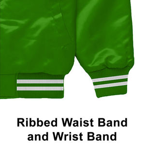 Blousons bombardiers universitaires en satin vert vintage pour hommes vestes de baseball élégantes avec doublure matelassée pour une chaleur ultime - Product Image 4