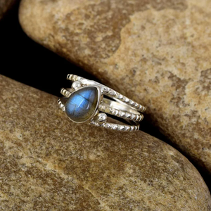 925 Sterling Silver Unique Handmade Design Statement <b>Ring</b> Natural <b>Labradorite</b> Gemstone Classic Fashion Jewelry Engagement - Product Image 2