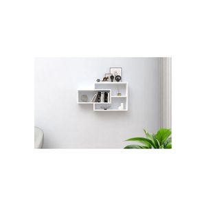 Estante de Pared Multifuncional de Tres Niveles KARO Moderno en Blanco para Sala de Estar - Product Image 1
