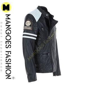 Chaqueta de motorista de cuero con cremallera lateral para hombre de primera calidad en negro clásico-Elegante ropa de abrigo de motocicleta con diseño contemporáneo - Product Image 2