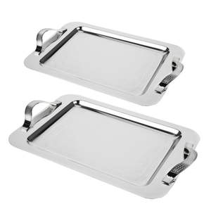 Plateau à apéritif en métal martelé décoratif moderne, plateau de service en argent de luxe, plateau rectangulaire décoratif pour table basse - Product Image 6