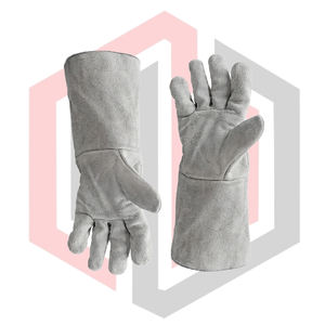 Welding Heat <b>Fire</b> Resistant Leather <b>Electric</b> Gloves Anti-Static Tear-Resistant 11 oz 14 Inch Fireproof Safety Work Gloves <b>Grey</b> - Product Image 4