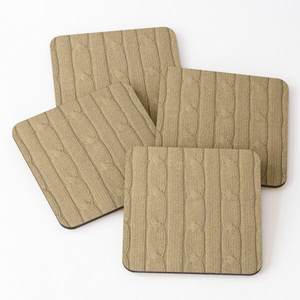 2252 Mango Wood/Acacia Wood Over Printed Tea Serving <b>Coasters</b> 4 Pieces <b>Set</b> - Product Image 3