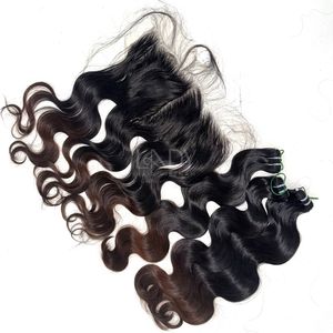 Paquetes de color de punta ondulada de cuerpo de cabello crudo de alta calidad con frontal y paquetes para hacer pelucas - Product Image 5