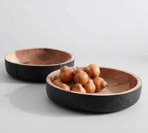 Bol à pâte en métal en bois de mangue avec base Bol à fruits dessus de table avec brun poli Meilleure vente Décoration intérieure - Product Image 5