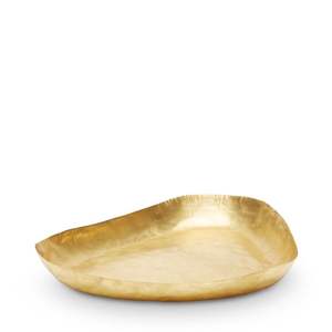 Bandeja de servicio de metal pulido dorado brillante diseñada para funciones religiosas de lujo, rituales de boda o exhibiciones de comida de celebración - Product Image 1