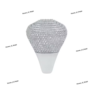 Bague dôme en moissanite sertie de diamants argentés, luxe, pavé complet, hip hop, bague de déclaration pour homme, lourde, brillante, pour les soirées, cadeau - Product Image 5