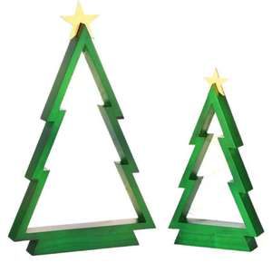 Arbre de Noël en bois fait à la main décor de table petit arbre de Noël éclairé parfait pour la décoration de la maison de vacances - Product Image 1