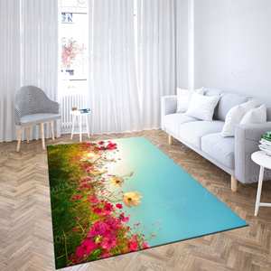Alfombra con Estampado de Flores de Primavera: Vista Floral de la Naturaleza, Decoración de Salón, Regalo para el Hogar, Alfombra Delgada No Tejida - Product Image 3