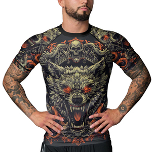 Fitness Quick Dry <b>Swim</b> Wear Black Sublimated Compression Rash Guards 2026 Design Your Own Bulk Quantity Unisex Rash Guards - Product Image 4