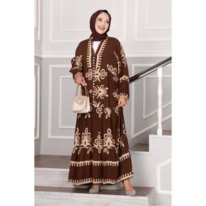 Vestido Hijab Viscosa Estampado Río Marrón - Product Image 5
