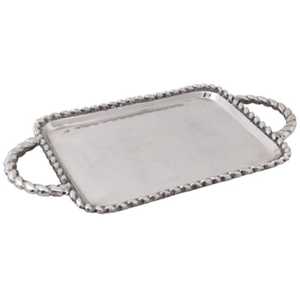 Newest Designed Industrial Design Rectangular Nickel Plated Aluminium Cast Handicraft Customizable Christmas Serving Tray Custom - Product Image 4