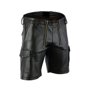 Men Leather <b>Shorts</b> Casual Stylish Durable Comfortable Soft Lined Breathable Premium Quality Outdoor Summer Fashion Apparel - Product Image 5