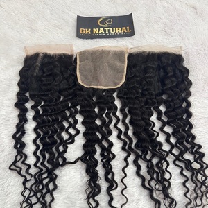 Cheveux indiens bouclés 6*6 fermeture Machine Double trame couleur naturelle cheveux avant de lacet perruques tressage traitement aucune vague profonde cheveux humains - Product Image 1