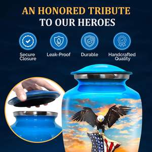 Urne pour cendres Urnes de crémation patriotiques pour hommes adultes pour cendres humaines Homme adulte avec aigle et drapeau américain Designs Urnes élégantes - Product Image 2
