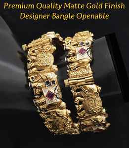 Bracelet de créateur finition or mat de qualité supérieure Bracelets traditionnels indiens de luxe ouvrables Idéal pour les mariages, occasions spéciales - Product Image 2