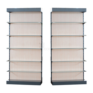 Premium Modern Single-Sided <b>Wall</b> Gondola with Glass Shelves | Powder Coated Metal Back Retail <b>Display</b> Rack with Easy Assembly - Product Image 1