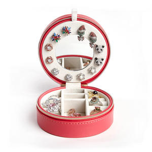 Jeulia Modern Double-Layer Round PU Jewelry <b>Box</b> with <b>Mirror</b> and Custom Logo - Product Image 5