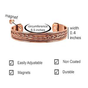 Hammered Copper Bracelet Vintage Luxury Handmade Healing <b>Magnetic</b> Cuff <b>Jewelry</b> Women High Quality Party Health Spiritual - Product Image 3
