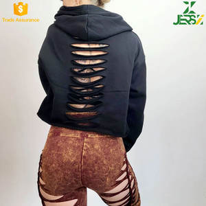 Women's <b>Trendy</b> Graphic Sliced Crop <b>Hoodie</b> Fashionable Casual Pullover with Unique Print Design for Winter - Product Image 5