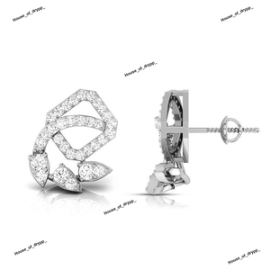 Boucles d'oreilles élégantes en argent sterling serties de diamants en moissanite avec un design élégant en forme de feuille Boucles d'oreilles en moissanite pour femmes - Product Image 2