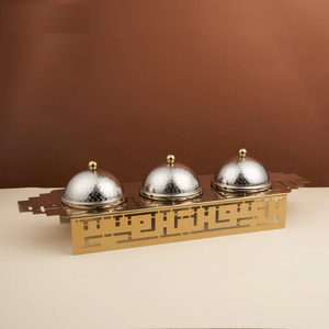 2025 Design arabe haute qualité durable en acier et bois Ramadan décoratif or Date bol de service riz qualité bols produit - Product Image 4