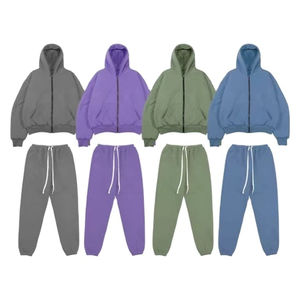 ชุดวอร์มมีฮู้ดและขาตรงขาบานสำหรับผู้ชายชุดวอร์มล้างกรดมีซิปแบบกำหนดเองพิมพ์ลายหน้าจอเสื้อผ้าลำลอง - Product Image 5