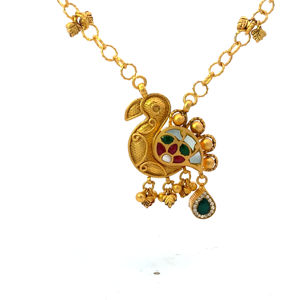 Collier en or 22 carats antique paon Meenakari Bijoux fins traditionnels - Product Image 5