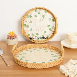 Plateau de service mobile en rotin moderne de qualité supérieure fait à la main élégant Décoration d'intérieur multifonctionnelle Organisateur Tradebyd - Product Image 5