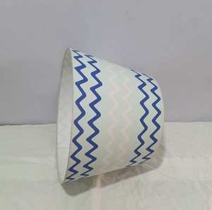 Abat-jour de lampe de table en tissu de lin bleu et blanc de qualité supérieure, doux, avec clip papillon pour support d'ampoule, couvre-lampe moderne - Product Image 4