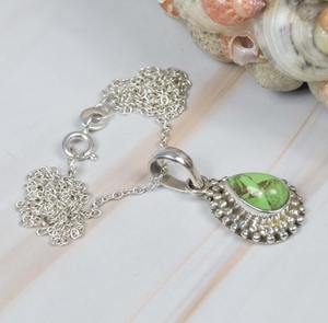 Pendentif en pierre précieuse turquoise verte en gros pendentif en argent sterling 925 avec pendentif en argent 925 timbre - Product Image 4