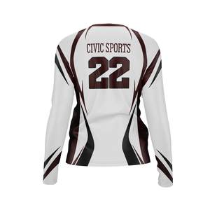 เสื้อฟุตบอลหญิงแบบสั่งทำขายส่ง ดีไซน์ล่าสุด พร้อมพิมพ์ลายแบบ Sublimation สีและโลโก้ตามสั่ง ผลิตจากโพลีเอสเตอร์ 100% - Product Image 2