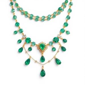 สร้อยคอเครื่องประดับสำหรับงานเลี้ยงอาหารค่ำของผู้หญิงแฟชั่นหรูหราแสงสีเขียวเงินสเตอร์ลิง925 - Product Image 2