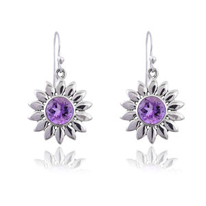 Amethyst Sterling Silver Earrings Lightweight Women's Wedding Party Gift Wholesale - Product Image 1