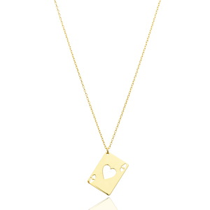 Collier avec pendentif en forme d'as de cœur, design simple, fabrication turque, vente en gros, bijoux en argent sterling 925 - Product Image 1