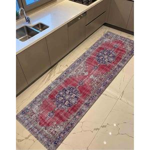 พรมพิมพ์ลายสีแดงลายชนเผ่าสีกรมท่าสำหรับตกแต่งบ้านพรมเนื้อนุ่มไม่ทอ - Product Image 3