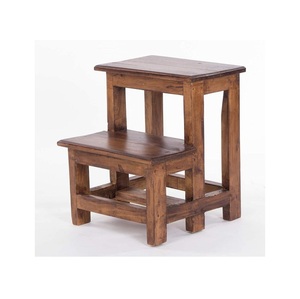 Compact Two Step Wooden Stool with Natural Grain Finish Perfect for Kids Rooms <b>Kitchen</b> <b>Helpers</b> Bathroom and Bedroom Spaces - Product Image 4