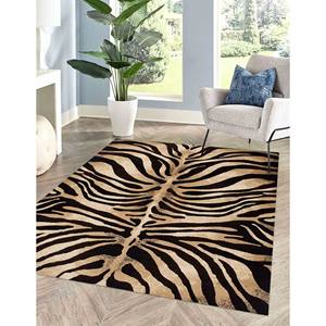 Tapis à imprimé zèbre : motif noir moderne, lavable en machine, tapis doux non tissé - Product Image 4