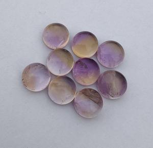 3A + Calidad de exportación Natural Ametrino Rutilo Cabujones de forma redonda Parte posterior plana Calibrado Piedras preciosas sueltas a precios al por mayor OEM - Product Image 6