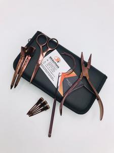 Kit de alicates de extensión de cabello de micro anillo de alta calidad, acero inoxidable chapado en oro rosa, accesorios de plástico profesionales al por mayor - Product Image 6