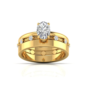 Bague de luxe en or jaune 18 carats avec diamant en forme de cœur et de fleurs pour femme, cadeau de fiançailles, de mariage, d'anniversaire, bijoux - Product Image 1