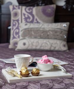 Plateau de service rectangulaire de luxe en marbre avec poignées en feuille d'or et d'argent moulées, plat décoratif en pierre pour la maison, l'hôtel, les cadeaux - Product Image 3