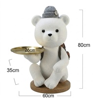 Statue en résine peinte à la main, réaliste, en forme d'ours, sur plateau créatif, sculpture sur mesure, thème animal, cadeau, ornement de table, souvenir pour la maison